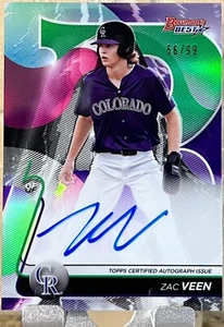 2020 Bowman’s Best Zac Veen GREEN Refractor Autograph /99 Rockies Future Star - Picture 1 of 2