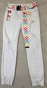 S.O.N.G. Curvy High Rise Skinny Ankle Grazer White Ripped Distressed Jeans 3/26 - Picture 1 of 12