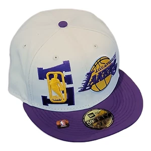 NBA Los Angeles Lakers Fitted Hat 7 5/8 Cream Purple On Stage Draft 2022 59fifty - Picture 1 of 13