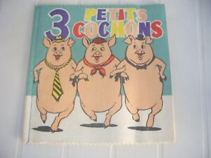 Ancien Vintage Livre Tissu "les 3 petits cochons" TTBE éd.Touret imprimé en G.B.