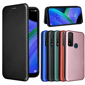 For TCL 20 R 5G 40R 40 SE Carbon Fiber Leather Wallet Stand Phone Case Cover - Picture 1 of 16