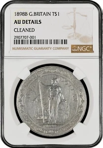 1898-B Great Britain Trade Dollar T$1. Certified NGC AU Details Cleaned - Picture 1 of 2