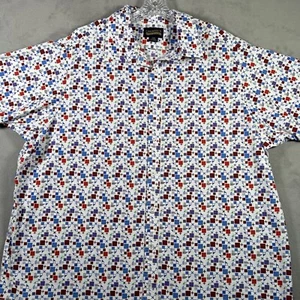 Camisa de mezclilla Cremieux Premium para hombre 2XB estampado geométrico elástico manga corta nueva sin etiquetas - Imagen 1 de 8