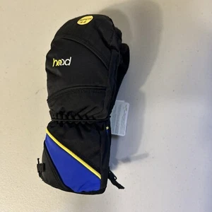 HEAD JUNIOR SKI MITTEN Black/Blue/Yellow Small 4-6 Child Soft Lining Warm Green - Picture 1 of 6