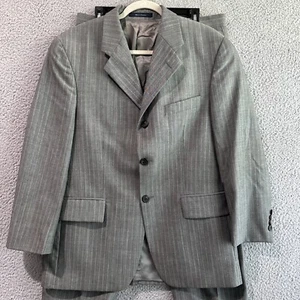 Traje de lana Ralph Lauren 2 piezas para hombre azul marino a rayas 39S pantalones 31" ancho x 30" largo - Imagen 1 de 17