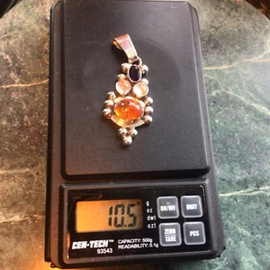 FABULOUS HANDMADE ARTISAN LARGE AMBER STERLING PENDANT ~ 2 “/ 10.5 gram - Picture 1 of 12