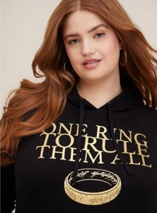 Torrid Señor de los Anillos Sudadera con Capucha Polar Negra Nueva con Etiquetas Nueva 0X - Imagen 1 de 9