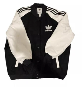 adidas Originals Women's Adicolor Collegiate Jacket Sz Large Oversize Black/Whte - Picture 1 of 14