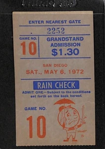 MAY 6, 1972 SAN DIEGO PADRES @ NEW YORK METS TICKET STUB - Picture 1 of 1
