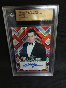 CHARLIE SHEEN AUTO 1/1 2022 LEAF METAL POP CENTURY Wave Red Pre-Production Proof