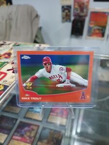 "Rare 2013 Mike Trout Orange Refractor Rookie Cup Card #1 - Highly Collectible!"