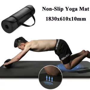 10MM Thick Yoga Mat Pad NBR Nonslip Exercise Fitness Pilate Gym Sports Black - Picture 1 of 11
