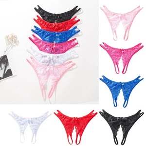 Sexy perizoma mutandine aperto all'uncinetto perizoma pizzo senza cavallo biancheria intima da notte - Foto 1 di 29
