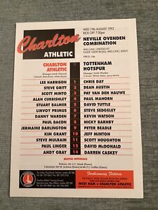 Charlton Athletic Reserves v Tottenham Reserves 19/8/1992