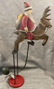 Arte Popular Papá Noel Reno Navidad Metal Balancín Contador Balance Hierro Fundido con Soporte - Imagen 1 de 9