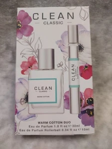 Clean Warm Cotton Duo Eau de Parfum 1 fl oz & .34 fl oz New in Box - Picture 1 of 4