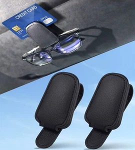 Leather Car Sun Visor Clip Magnetic Glasses Sunglasses Card Ticket Holder - Picture 1 of 10