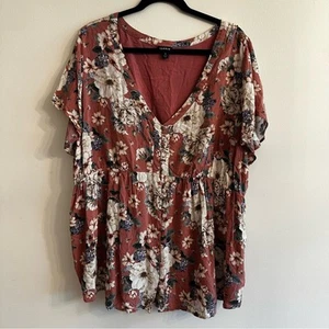 Torrid Babydoll Challis Button Front Floral Blouse, Womens size 3 (3X, 22-24) - Picture 1 of 9