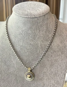David Yurman 925 & 14k Gold Renaissance Pendant Necklace 16" - Picture 1 of 9