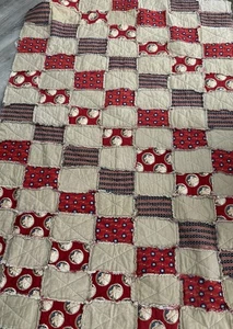 Vintage Handarbeit Patchwork Americana patriotisch Stoff Quilt Adler, Sterne Streifen 69x48 - Bild 1 von 15