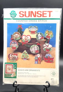 Dimensioni Tramonto Arca di Noè Ornamenti Kit Punto Croce Contato #18332 NOS 1992 - Foto 1 di 2