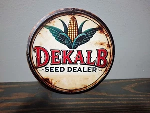 Letrero metálico redondo de 8 pulgadas DEKALB Seed Dealer - Imagen 1 de 5