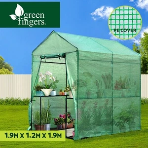 Green Fingers Greenhouse Walk in Green House 4 Shelves Tunnel Plant 1.9x1.2x1.9M - Picture 1 of 11