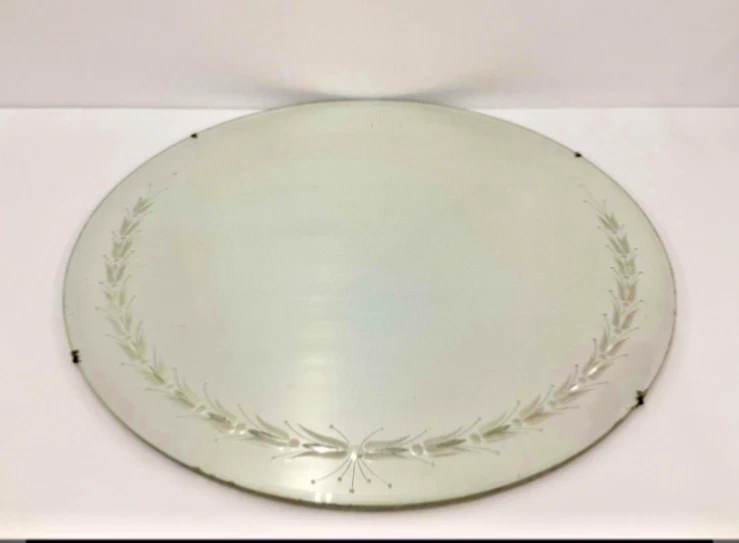 28" Round Vintage Art Deco Frameless Beveled Etched Mirror 1940 Hooker Glass Co. - Image 1 of 4