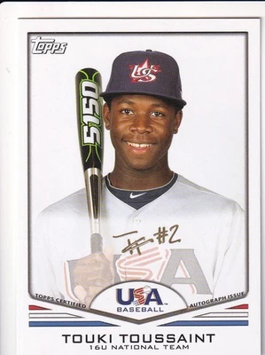 2011 Topps USA Baseball Team Auto Gold Ink #13/25 Touki Toussaint #USA-A40 Auto - Image 1 of 2