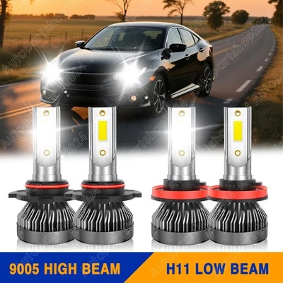 For Honda Civic 2016 2017 2018 2019 2020 LED Headlight High/Low 4x Bulbs Bright Foto 1 de 4