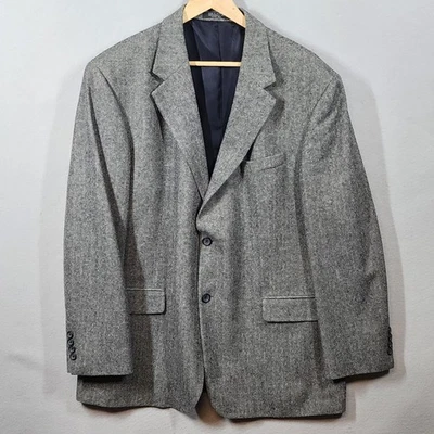Cricketeer Sport Coat Mens 46R Gray Herringbone Wool Camel Blend 2 Button Lined - Image 1 of 4