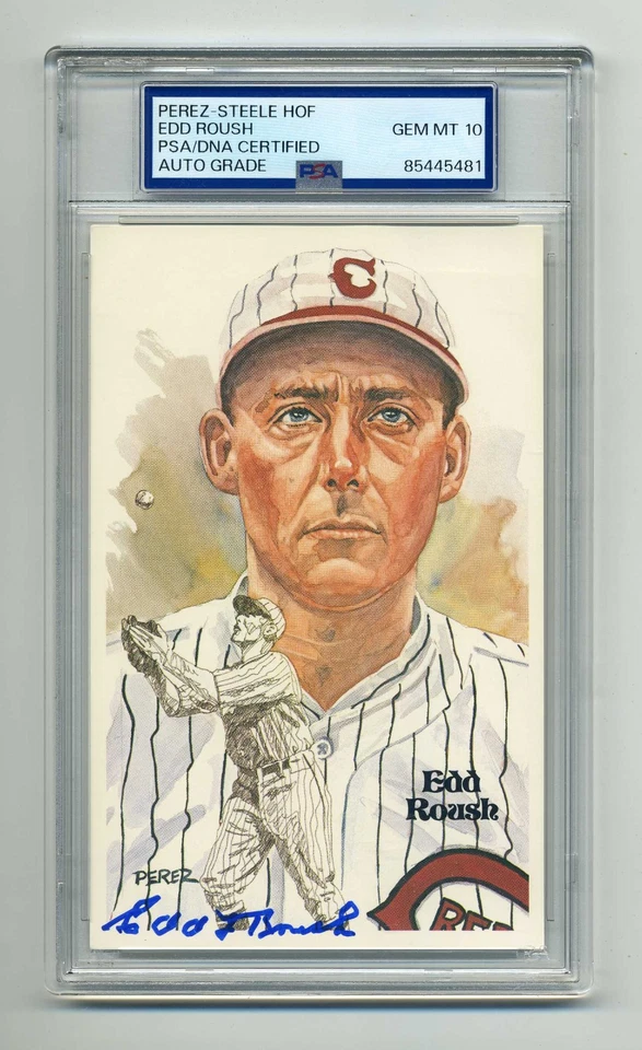 EDD ROUSH GEM MINT 10 PSA/DNA SIGNED  PEREZ STEELE POST CARD - SUPERB!! - Image 1 of 1