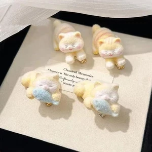 Niedliche Samtkatzen Haarspange für süße Mädchen mit Pony perfe seitlichem F3Y2 - Picture 1 of 13