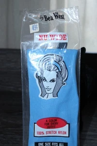 Vintage Bea weiß blau Strick Stretch Stirnband Unikat - Bild 1 von 2