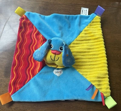 Tomy Lamaze Puppy Dog Lovey Security Blanket  Stuffed Animal Black Polka Dots - Image 1 of 2