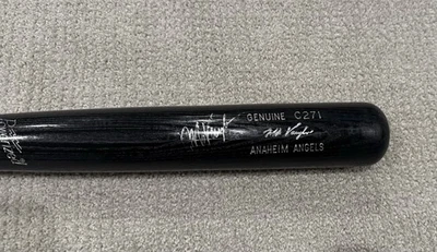 Mo Vaughn Signed Louisville Slugger Bat – Anaheim Angels Black C271 TPX MLB - Image 1 of 4