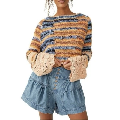 Free People Butterfly Pullover Retro 70s Bohemian Oversized Sweater Size XL - Image 1 of 4