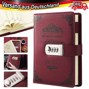 A5 Tagebuch mit Schloss Journal Schloss Niedliches Tagebuch Leder Notizbuch DHL - Bild 1 von 13
