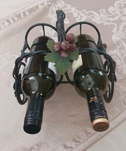 Soporte para dos botellas de vino de hierro forjado para vid (botellas no incluidas) - Imagen 1 de 10