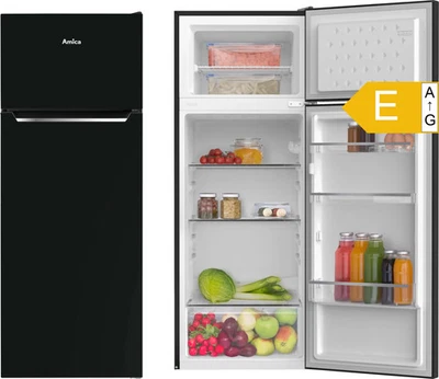 Amica Kühl-Gefrierkombination Schwarz 211L E 144x54x55cm LED FrostControl - Bild 1 von 4