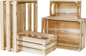 4er Set große Holzkisten unfertig Büro 16” x 12” x 6,5”, Naturholz  - Bild 1 von 9