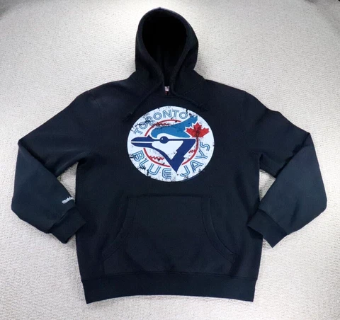 Toronto Blue Jays Sweater Black Mitchell Ness Hoodie Logo Spellout Canada Cover