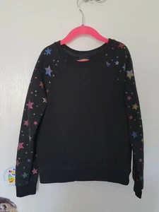 Athletic Works Girls Sz M (7-8) Black Multicolor Stars Print Sweater Sweatshirt  - Picture 1 of 10