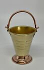 Vintage Japan 3” Miniature Brass Bucket W/ Copper Handle & Bottom Dollhouse