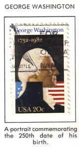 US 1982 George Washington 250th Birthday Stamp, Used, Hinged