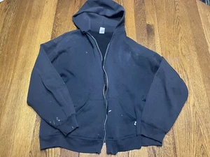 Vintage Russell Sweatshirt XL Black Sweater Full Zip Hooded Blank NO ZIPPER A2J - Picture 1 of 5
