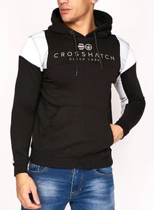 Crosshatch Mens Hooded Sweatshirt Fleece Reflective Logo Hoodie Pullover Top - Picture 1 of 12