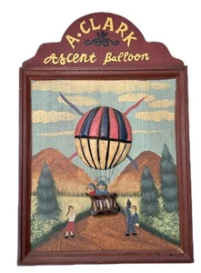 A Clark Ascent Hot Air Balloon Wood Plaque Sign Picture 8” x 12” - Picture 1 of 4