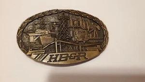VINTAGE 1983 OIL DERRICK OILFIELD REFINERY BUCKLE Rare Nice - Picture 1 of 2