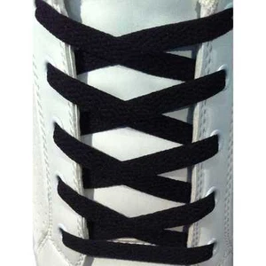 LACCI PER SCARPE NERI PIATTI 7MM STRINGHE PER SCARPA MISURE 60-75-90-120-150CM - Foto 1 di 1
